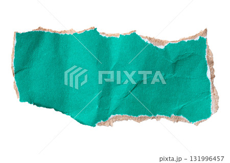 Green torn cardboard isolated on a white background 131996457