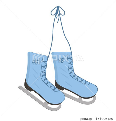 An isolated pair of winter sports shoes for doodle-style speed skating competitions 131996480