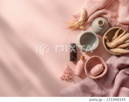 Korean Spa Product Flat Lay Korean Spa Product Flat Lay 131996545