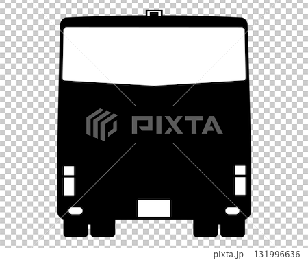 Black and white silhouette of a tourist bus seen from behind 131996636