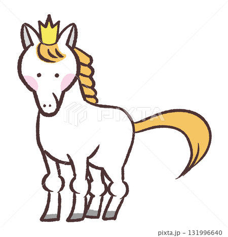 王冠を被った白馬のイラスト 王冠を被った白馬のイラスト 131996640