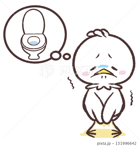 トイレに間に合わず漏らす白い鳥のイラスト 131996642