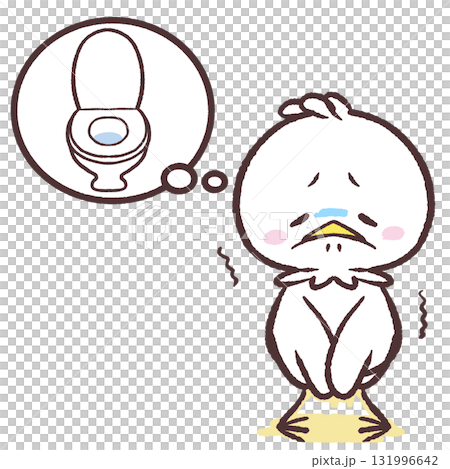 トイレに間に合わず漏らす白い鳥のイラスト 131996642