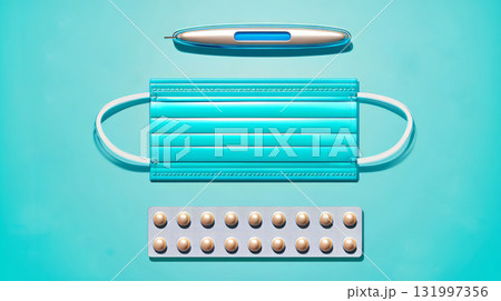 Digital 3D arrangement from face mask, digital 131997356