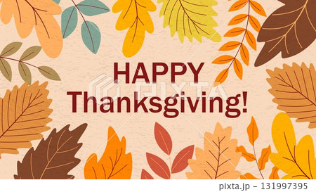 Cozy autumn textured Happy Thanksgiving banner 131997395