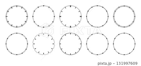 Clock dial scale. Round analog timer watch templates. Hour and second dash marks. Clock dial scale. Round analog timer watch templates. Hour and second dash marks. 131997609