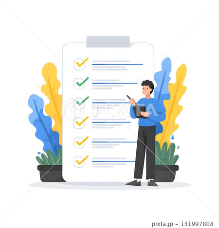 Illustration endless list with checkbox never complete Illustration endless list with checkbox never complete 131997808