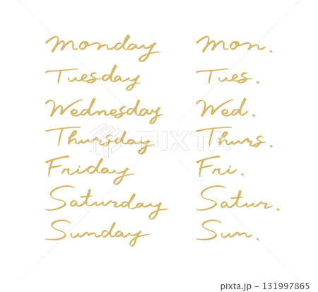 シンプルな手書きの筆記体の曜日 131997865