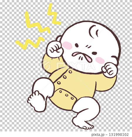 Illustration of a bad-tempered baby 131998102