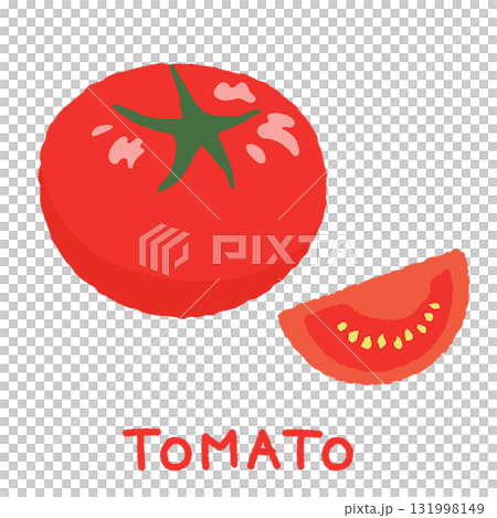 Cute illustration of tomatoes and tomato wedges Cute illustration of tomatoes and tomato wedges 131998149