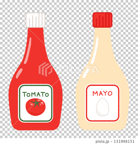 トマトケチャップとマヨネーズのかわいいイラスト トマトケチャップとマヨネーズのかわいいイラスト 131998151