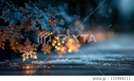 雪の結晶と光が輝く冬の幻想 131998211