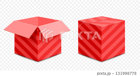Open and closed red empty gift box Open and closed red empty gift box 131998778