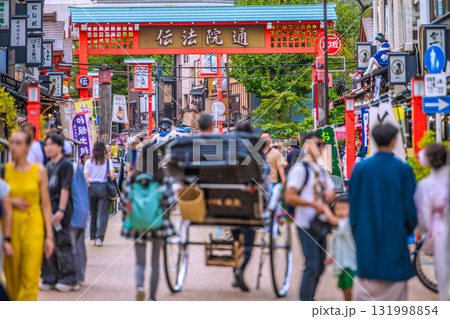 日本の東京都市景観インバウンド続く…外国人観光客らで賑わう伝法院通りなどを望む 日本の東京都市景観インバウンド続く…外国人観光客らで賑わう伝法院通りなどを望む 131998854