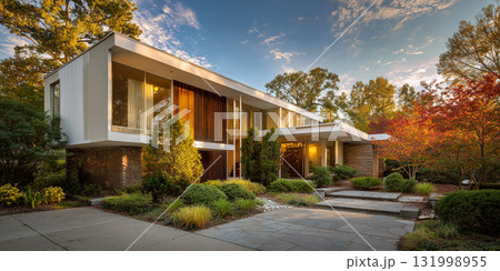 Beautiful mid-century modern duplex house Beautiful mid-century modern duplex house 131998955