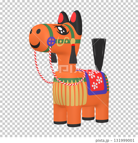 十二生肖插畫素材：馬年，馬搖頭娃娃（1_1）橘色 131999001