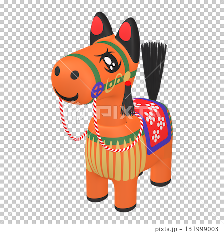 Illustration material of the zodiac: Year of the Horse, Horse bobblehead doll (1_3) Orange 131999003