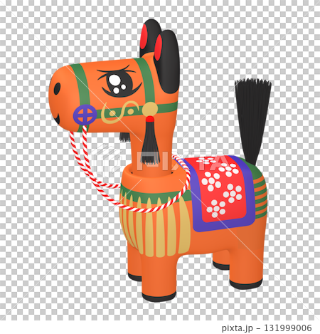 Illustration material of the zodiac: Year of the Horse, Horse bobblehead doll (1_6) Orange 131999006