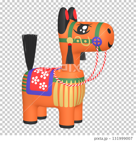Illustration material of the zodiac: Year of the Horse, Horse bobblehead doll (1_7) Orange 131999007