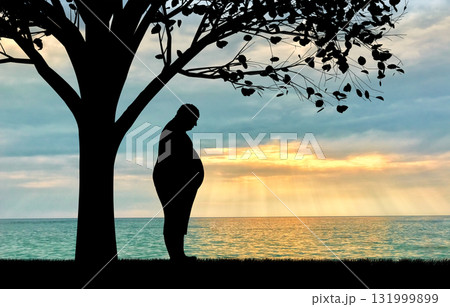 Beautiful sea sunset cloudy sky 131999899