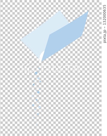 Illustration of powder being placed in medicine wrapping paper 132000635