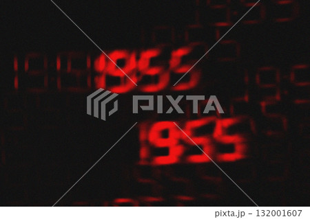 Colored light effects with time 19:55 on dark background with grain. Neon Glow Modern 90s, lo-fi Aesthetics. Design effect Colored light effects with time 19:55 on dark background with grain. Neon Glow Modern 90s, lo-fi Aesthetics. Design effect 132001607