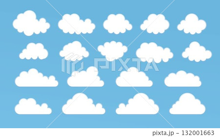 Set of cartoon cloud in a flat design. White cloud. Vector Set of cartoon cloud in a flat design. White cloud. Vector 132001663