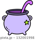 Magic Halloween Cauldron Cute Simple Illustration. Halloween Clip art design element. Mystery Spell, Witchcraft, Occult Image.  132001998