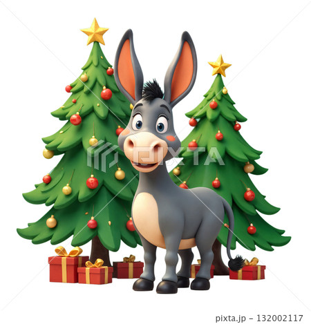 A cartoon donkey celebrates the New Year 132002117