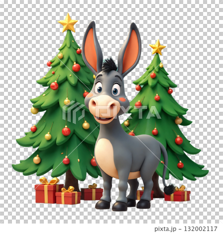 A cartoon donkey celebrates the New Year 132002117