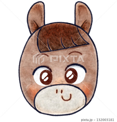 デフォルメの馬の顔ラスターイラスト デフォルメの馬の顔ラスターイラスト 132003181