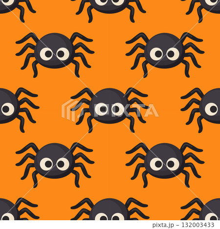 Seamless pattern with cute spiders. Halloween. Hand drawn trendy flat style Seamless pattern with cute spiders. Halloween. Hand drawn trendy flat style 132003433