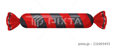 Candy in bright red and black wrapping. flat vector style. 132003455