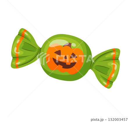 Halloween candy jack o lantern in bright wrapping. flat vector style. Halloween candy jack o lantern in bright wrapping. flat vector style. 132003457