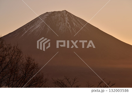 天子山地の長者ヶ岳 富士山展望台からの朝日射す富士山 天子山地の長者ヶ岳 富士山展望台からの朝日射す富士山 132003586