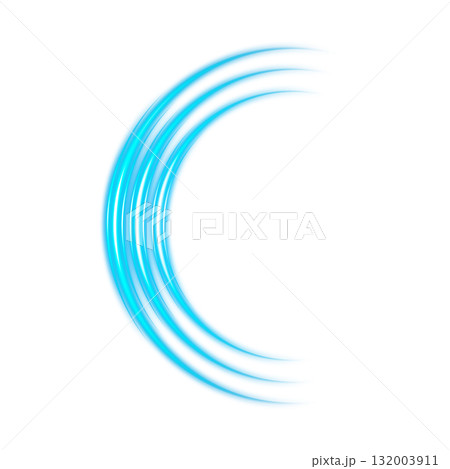 透明背景の青く発光する曲線アーク形状 透明背景の青く発光する曲線アーク形状 132003911