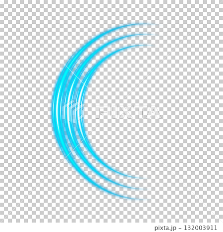 透明背景の青く発光する曲線アーク形状 透明背景の青く発光する曲線アーク形状 132003911