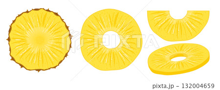 Pineapple vector slice fruit illustration. Realistic ananas piece isolated background, pineapple Pineapple vector slice fruit illustration. Realistic ananas piece isolated background, pineapple 132004659