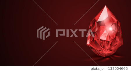 Radiant red ruby on a deep maroon background. 132004666