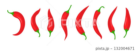 Red chili spicy pepper. Hot chili spice pepper vector icon illustration paprika cooking background 132004671