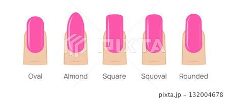 Nail shapes manicure vector art. Fingernail shape french form design fashion salon 132004678