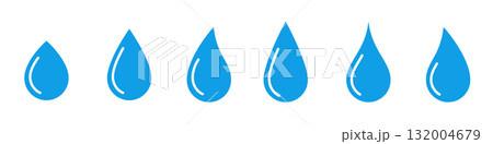 Vector water drop logo. Raindrop moisture droplet symbol blue water icon. Pure rain bubble liquid 132004679