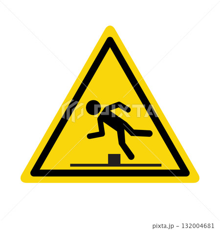 Tripping caution sign obstacle warning hazard danger icon. Tripping falling accident person alert 132004681