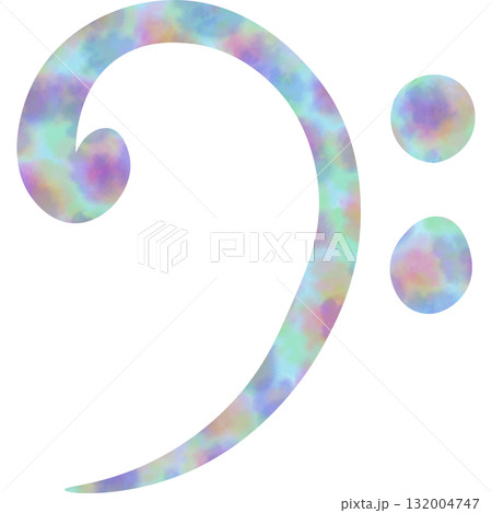 綺麗な水彩模様のヘ音記号のイメージのイラスト 132004747