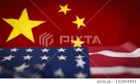 The USA and China flag for Trade war or Business concept 3d Rendering. 132004801