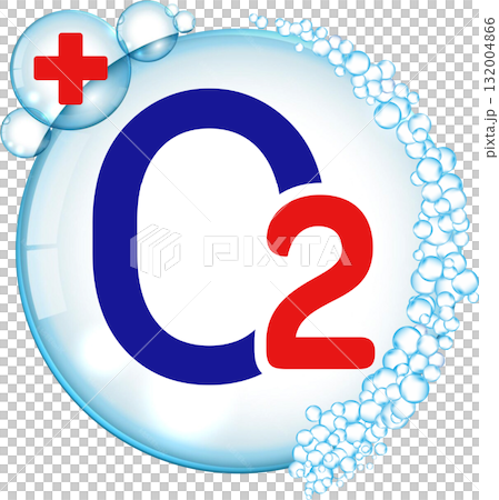Blue and red CO2 sign in water bubbles. Blue and red CO2 sign in water bubbles. 132004866