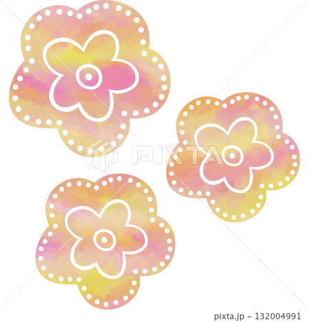 綺麗な水彩模様の花のアイコンのイメージのイラスト 綺麗な水彩模様の花のアイコンのイメージのイラスト 132004991