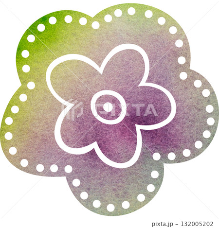 綺麗な水彩模様の花のアイコンのイメージのイラスト 132005202