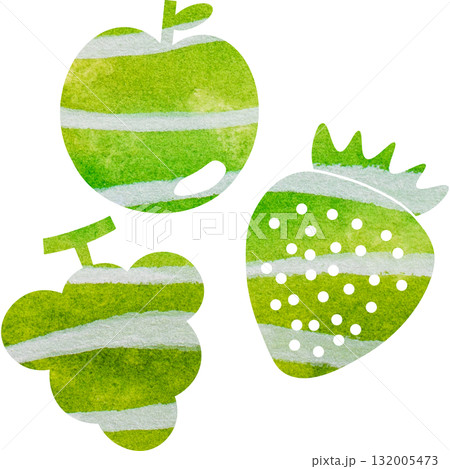 綺麗な水彩模様のフルーツのアイコンのイメージのイラスト 132005473