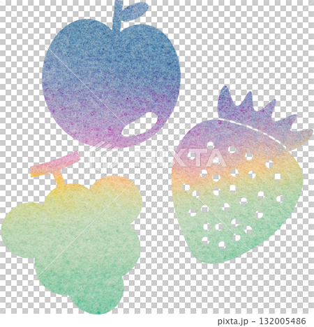 美麗的水彩水果圖示圖像插圖 132005486